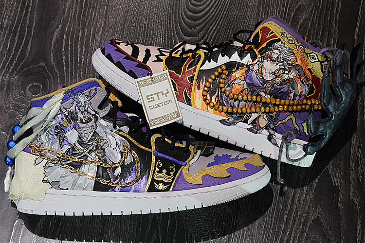 STY球鞋定制 air jordan 1 AJ1万圣节 阴阳师 茨木童子 酒吞童子