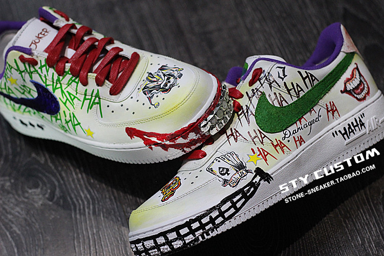 STY custom定制 NIKE air force 1 自杀小队 小丑主题 涂鸦风格