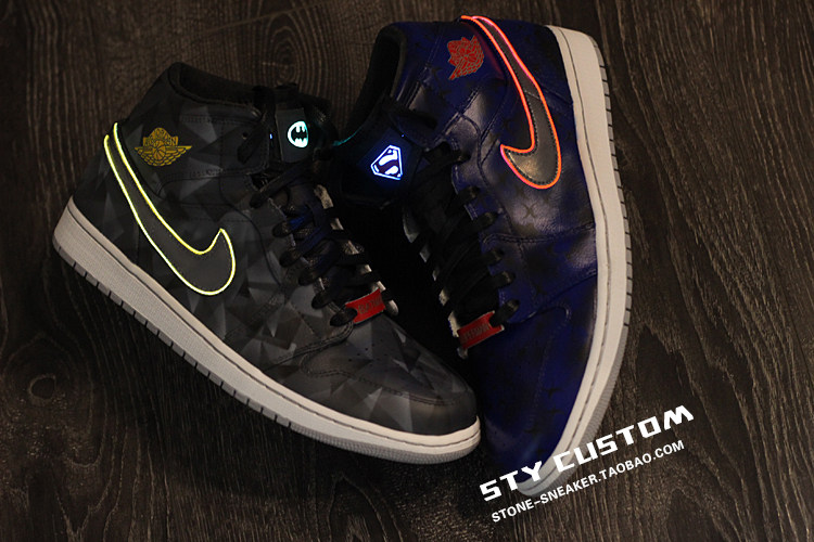 STY custom球鞋定制 air Jordan 1 超人大战蝙蝠侠 灯组点亮