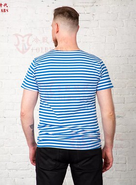 冷战时代外贸俄军海魂衫短袖T恤空降兵战术背心海军体能训练服男