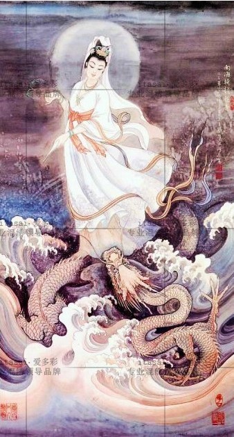 精准风印花法国观音菩萨十字绣
