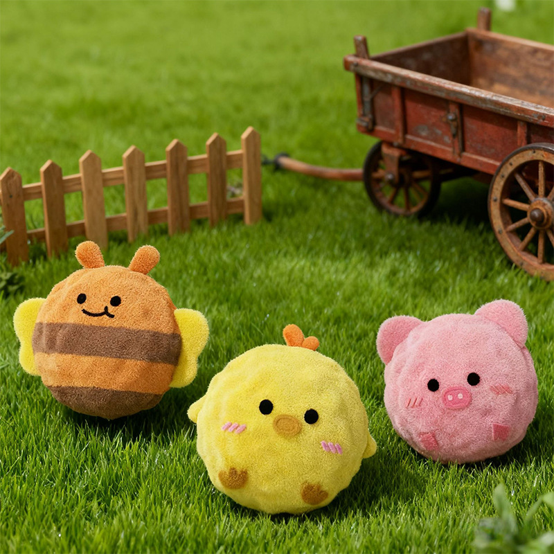 宠物可爱卡通毛绒发声玩具小蜜蜂小鸡小猪造型TPR材质公仔软萌