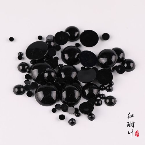 diy黑色半圆形眼睛平底公仔贴片