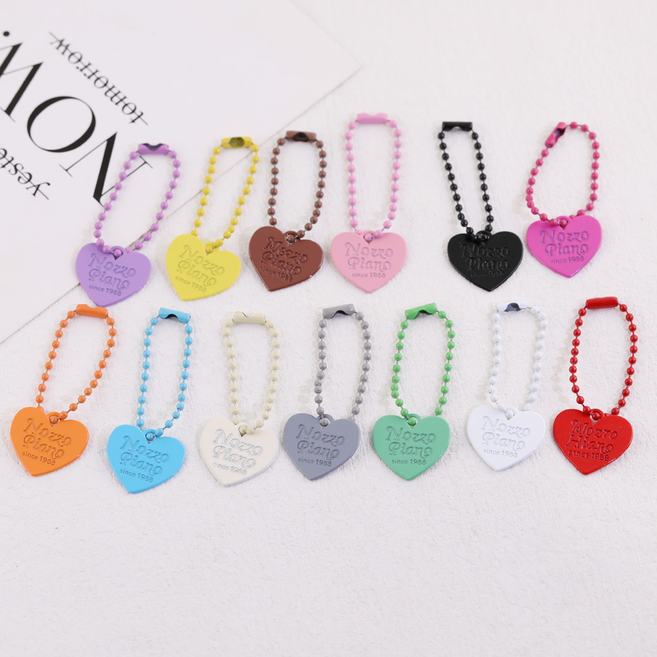 圆链条吊坠糖果色烤漆爱心