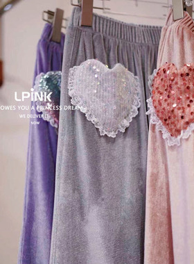 【Lpink童装】女童秋冬季新款洋气女宝宝加绒爱心直筒裤 93064A