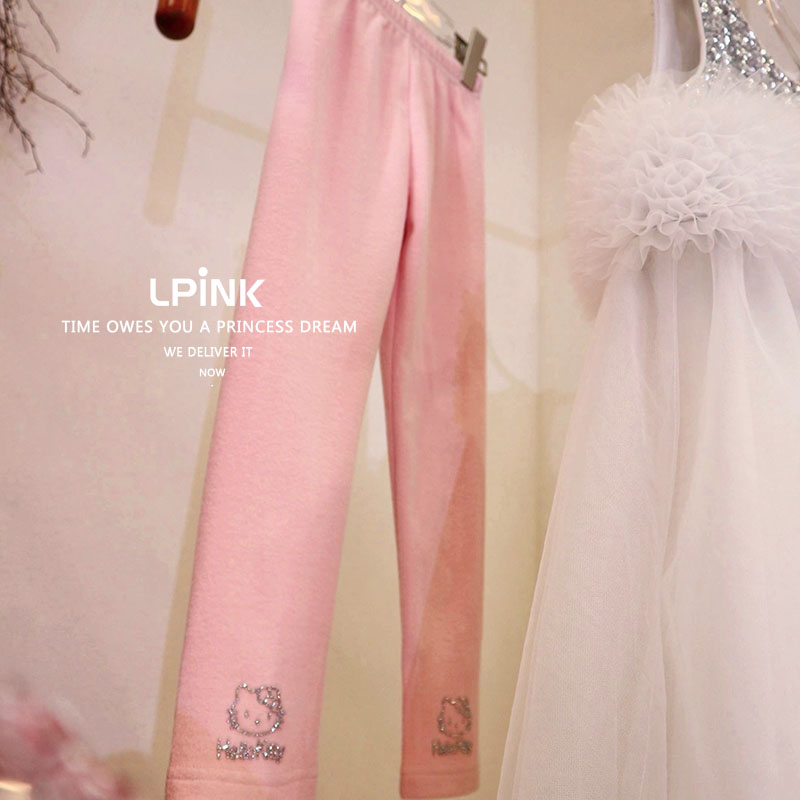 洋气女童百搭烫钻kitty猫打底裤