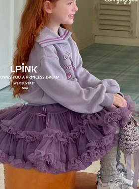 【Lpink童装】秋季新款洋气宝宝女童重工网纱百搭兔兔半裙 81070