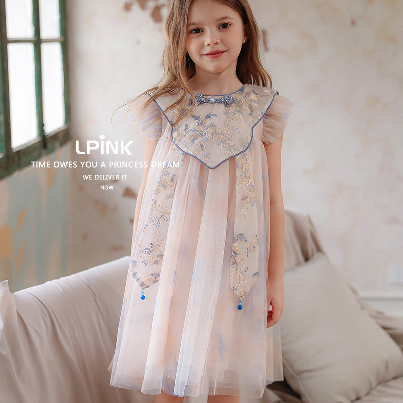 【Lpink童装】新款洋气宝宝重工刺绣扎染渐变中国风连衣裙90210蓝,童装/婴儿装/亲子装,连衣裙,淘宝优惠券,粉丝福利购,淘宝优惠卷