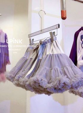 【Lpink童装】四季款洋气宝宝女童重工网纱百搭兔兔半裙 30494灰