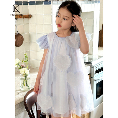 洋气宝宝立体爱心飞飞袖连衣裙