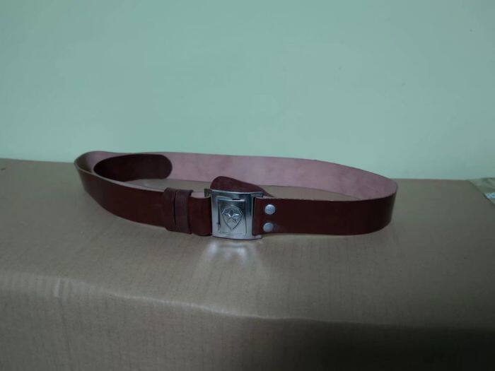 公发原品老货武款87式腰带90年代人造革外腰带老枣红色革军迷收藏