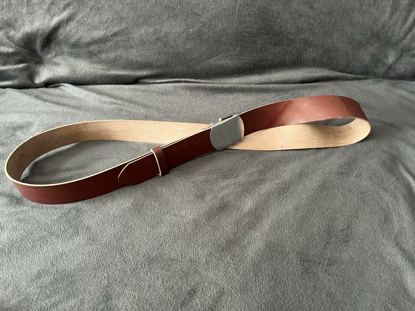 老货80/90年代革制65内腰带工装牛仔裤腰带枣红老人造革劳保腰带