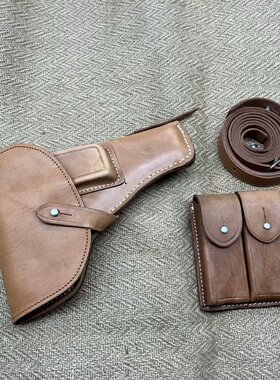 保真库存80年代54式套苏联TT33托卡列夫手仓牛皮套纯皮双联套仓包