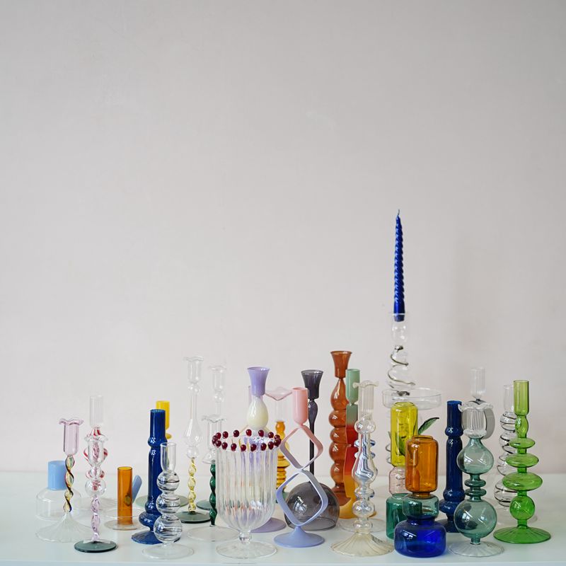 轻玻璃 灯工北美烛台2510L18手工器皿 人工吹制 外贸出口 家居