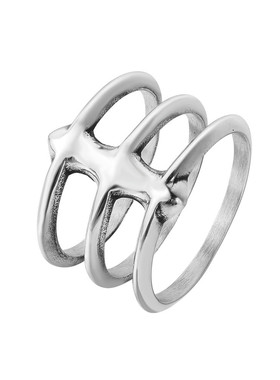 时尚钛钢男女戒指 欧美复古时尚个性Ins风几何三环钛钢戒指指环