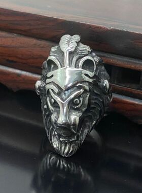 朋克风狮子头钛钢戒指