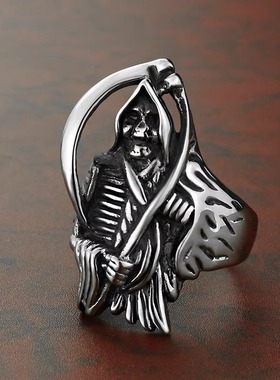霸气风男士骷髅头钛钢戒指