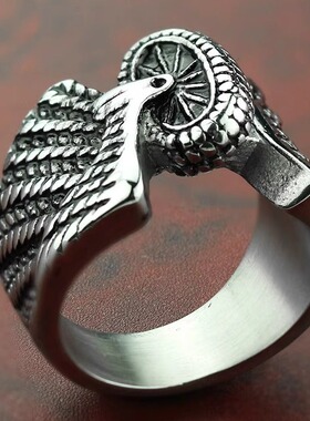 时尚钛钢戒指天使之翼铸造翅膀钛钢戒指羽翼车轮指环男款戒指指环