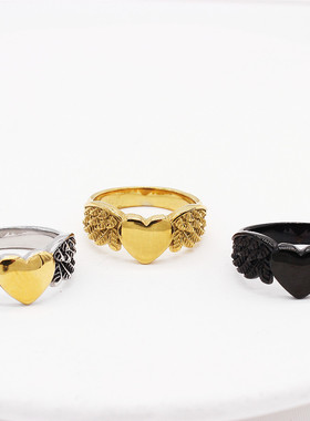 时尚钛钢戒指欧美个性简约天使