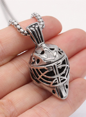 时尚钛钢项链 欧美个性复古棒球帽男士钛钢吊坠钛钢项链