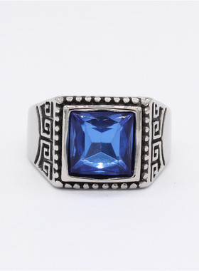 宝石戒指指环钛钢欧美男