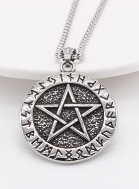 时尚项链钛钢圆牌项链