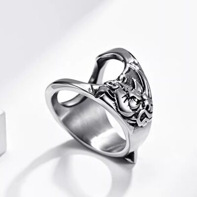 时尚钛钢戒指 时尚犀牛头螺丝刀开瓶器多功能扳指钛钢戒指指环