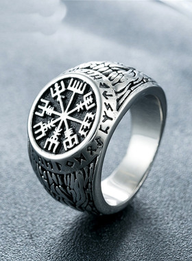 欧美朋克风男士维京人钛钢戒指