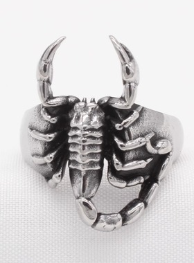 时尚钛钢男款戒指 欧美个性复古立体蝎子天蝎座钛钢戒指指环