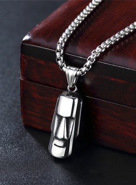 时尚钛钢项链  欧美创意智利复活节岛巨石人像摩艾男士钛钢项链