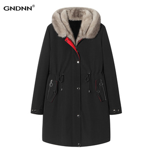 加肥大碼 貂皮大衣整貂派克服胖媽媽200斤 水貂內(nèi)膽尼克服女中長款