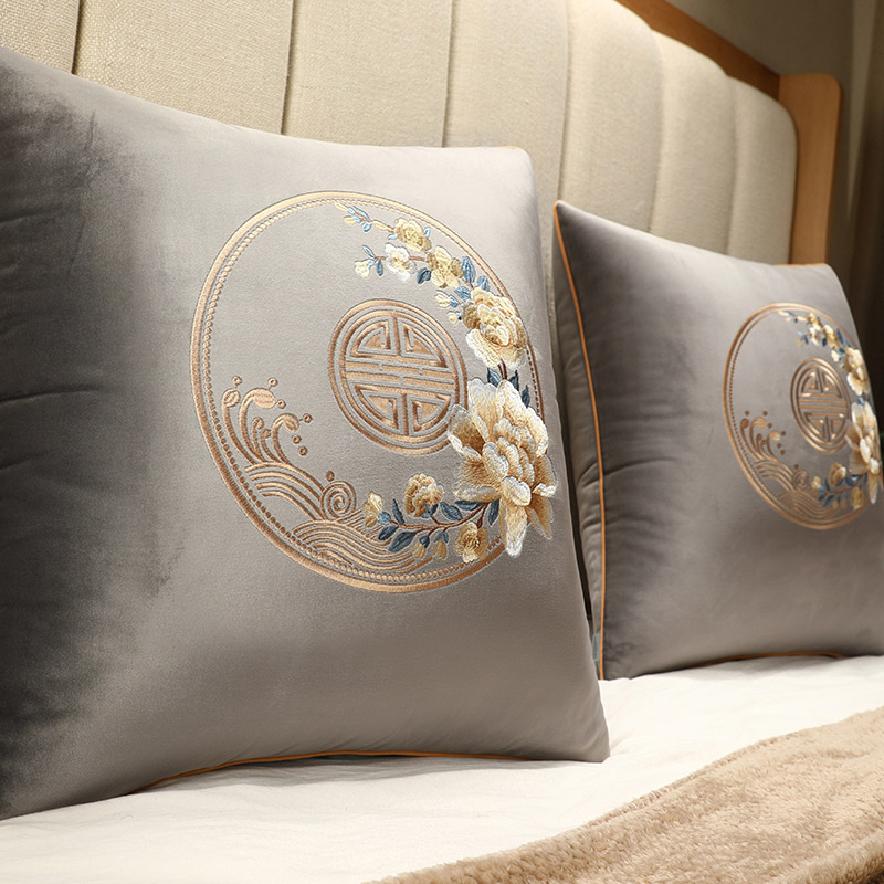 新中式沙发客厅靠枕定制抱枕靠垫中国风床头软包大靠背垫含芯腰靠