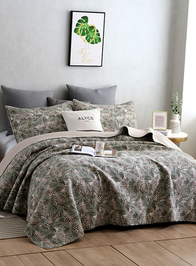 出口韩国Flowering纯棉床盖三件套 外贸美式绗缝被空调被防滑床单