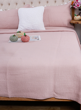 外贸Flowering纯棉床盖三件套 韩国60支柔洗简约纯色绗缝夹棉床单