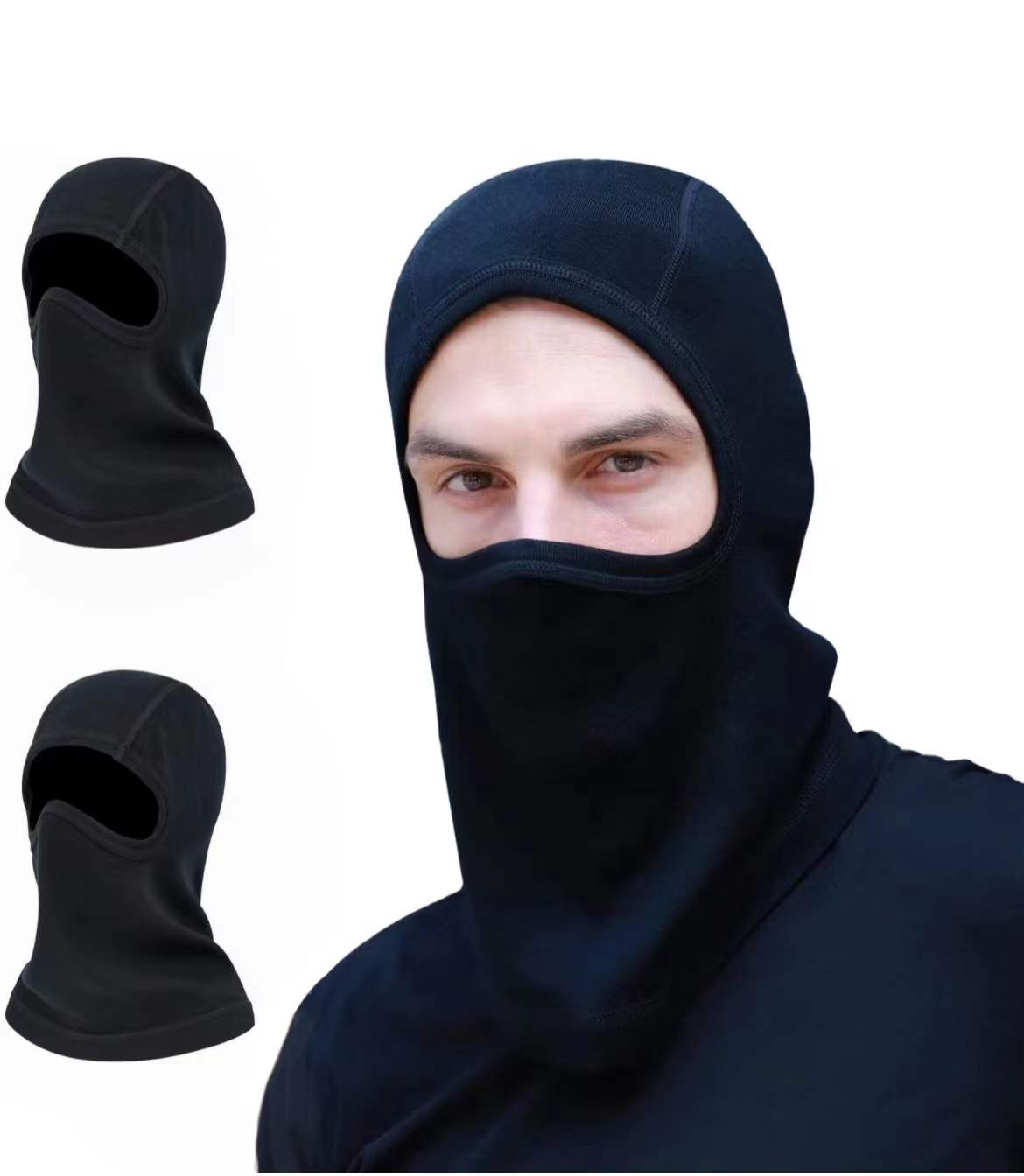 美利奴羊毛套头圆顶防风滑雪帽