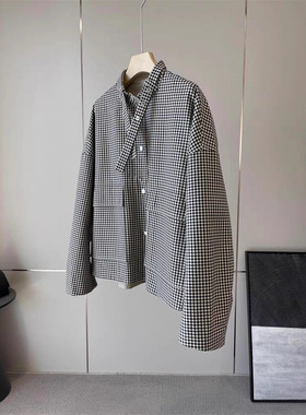 ED双面穿 同源料！柜款！双面穿液氮防泼水格纹短款风衣外套