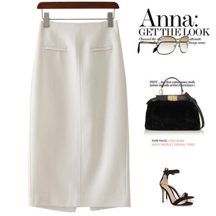 中长款 新款 开叉高腰裙子 优雅入骨气质拉满毛呢口袋2024夏季