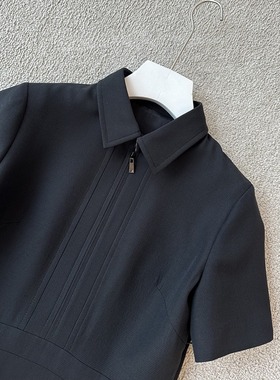 牛货C级！D*O*优雅气质意D利 混纺短袖连衣裙 高腰经典版型小黑裙