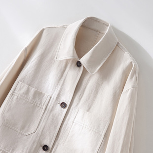 女式亚麻工装外套女中长款复古英伦风棉麻风衣高级感宽松春季新款