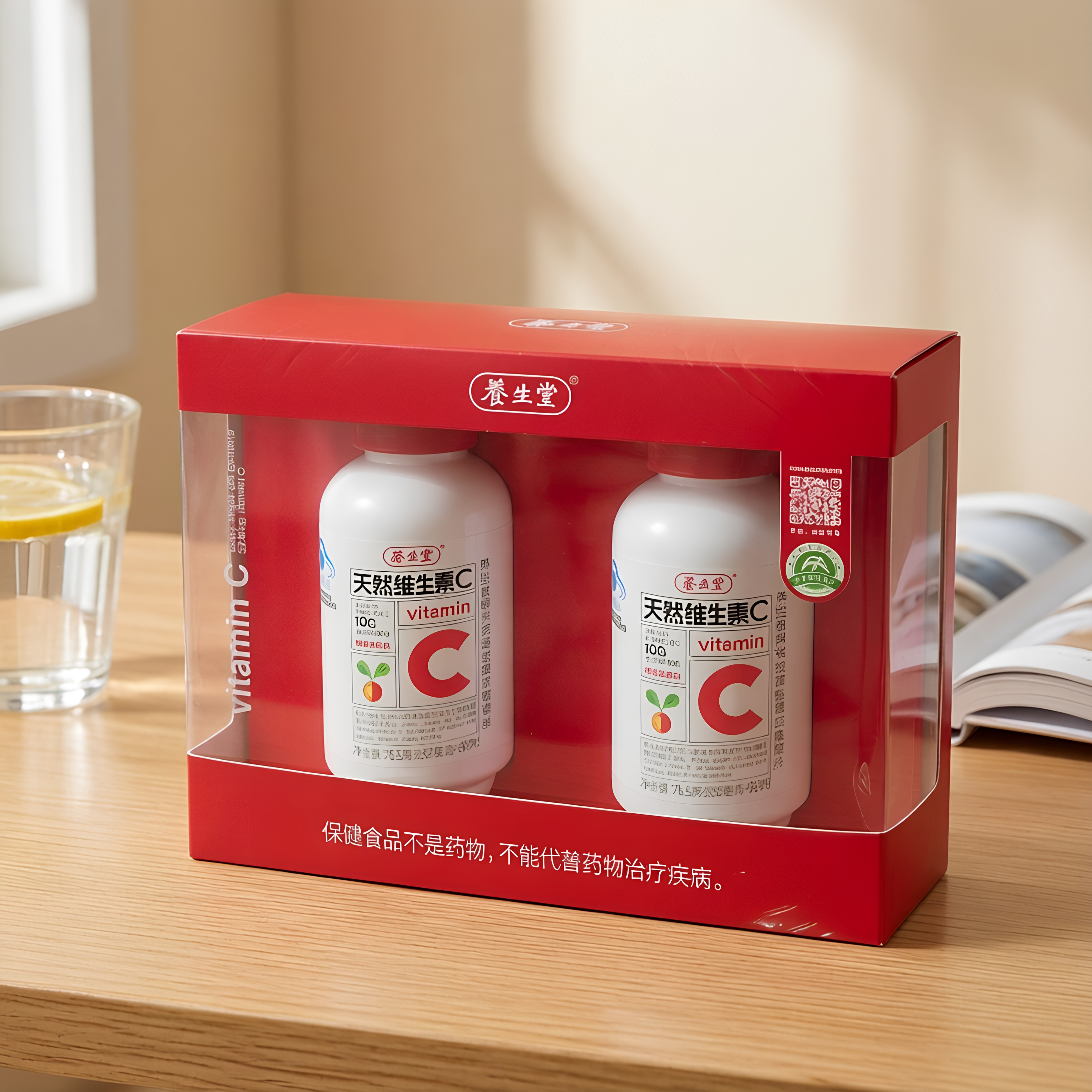 药店同款130粒养生堂天然维生素C咀嚼片巴西针叶樱桃