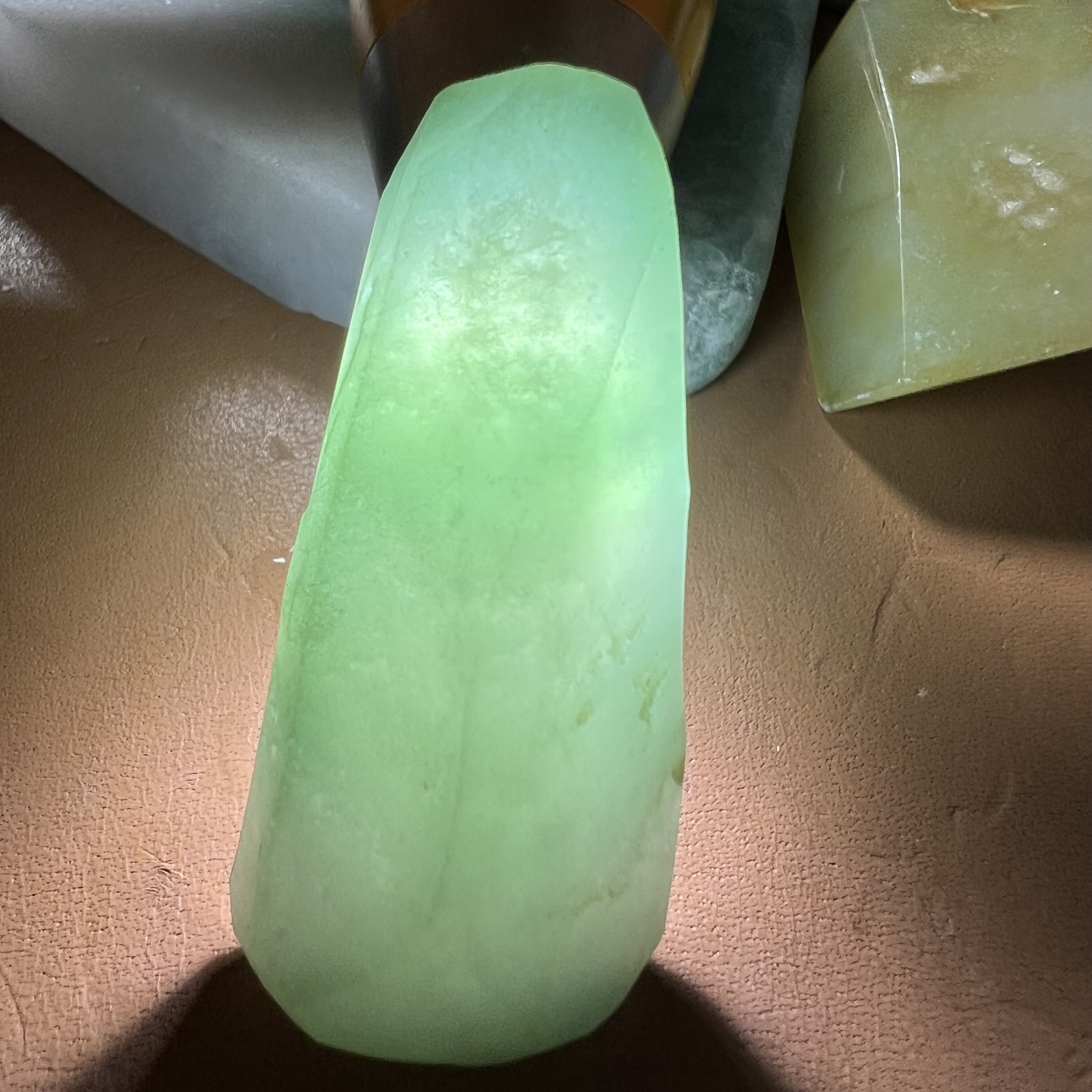 缅甸天然翡翠A货糯冰种蓝底福瓜福豆吊坠玉料定制