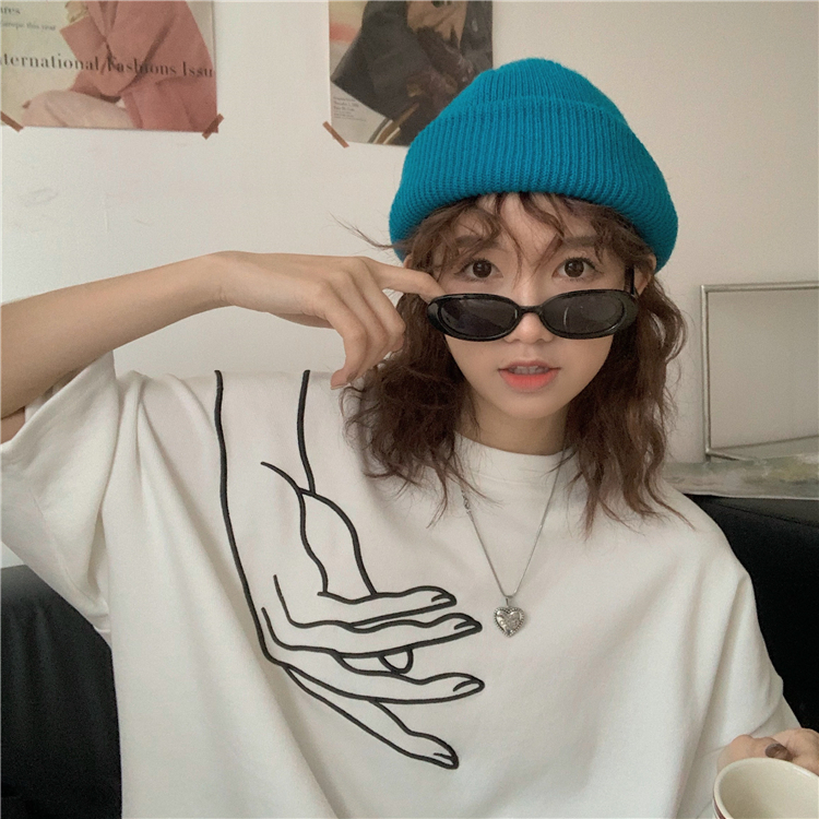 Real price ~ Korean loose print hand T-shirt