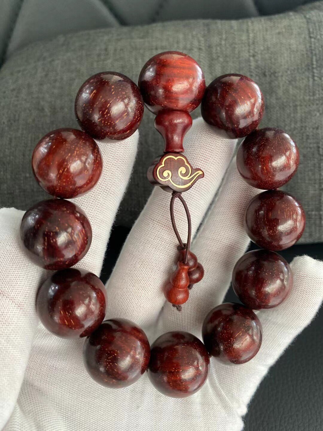 非洲紫檀赞比亚血檀20m金星搭配如意配件葫芦手串送男友生日礼物