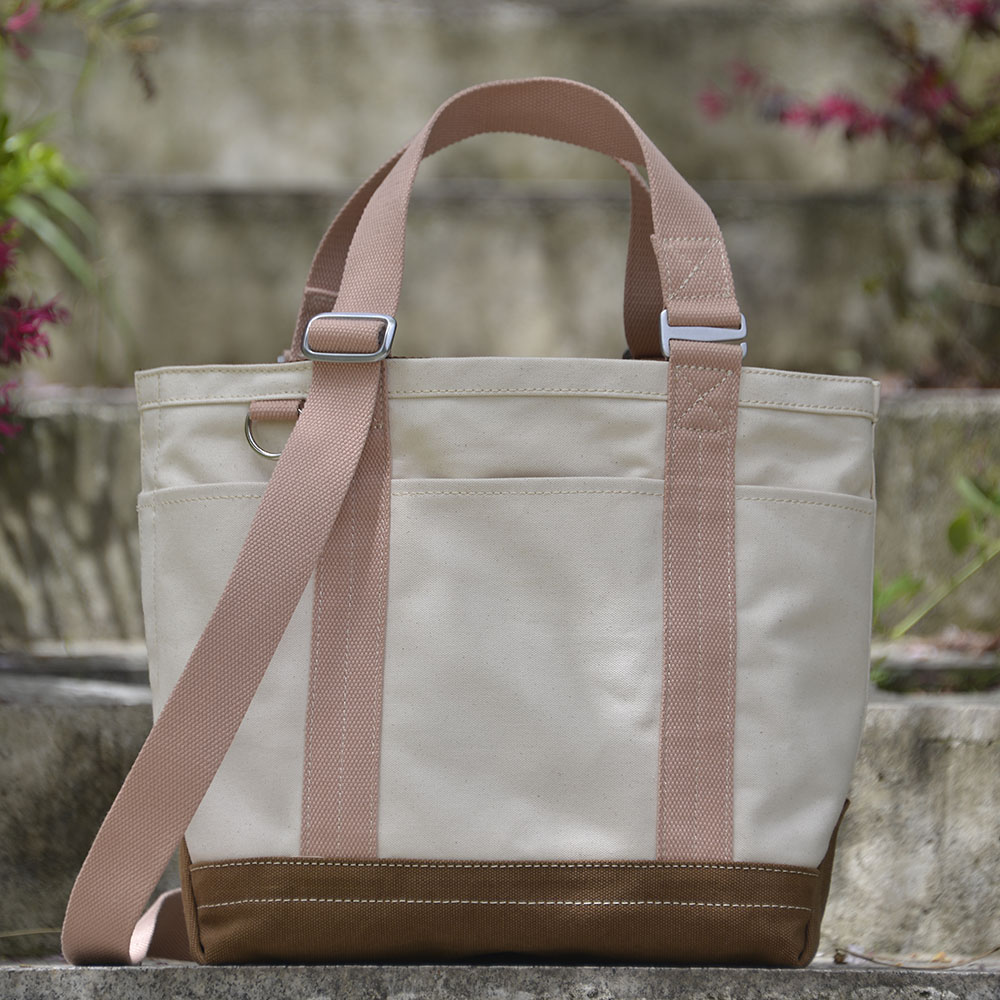 春夏新款硬挺帆布tote包白粉咖拼色双肩单肩斜挎手提uivy原创设计