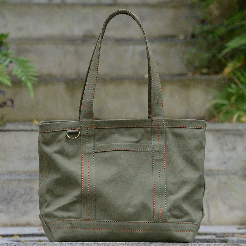 重磅厚硬军绿色帆布包托特包uivy