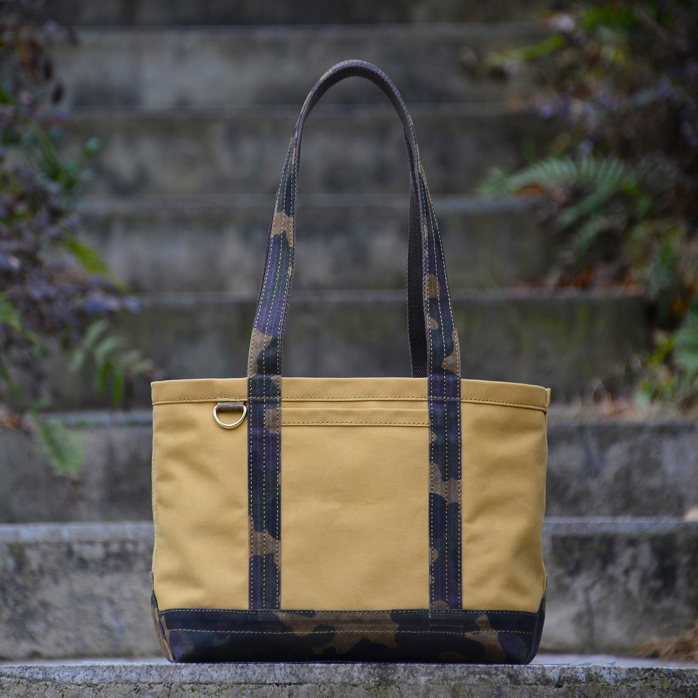 重磅厚硬帆布托特tote 姜黄迷彩单肩手提袋卡其不掉色可水洗uivy