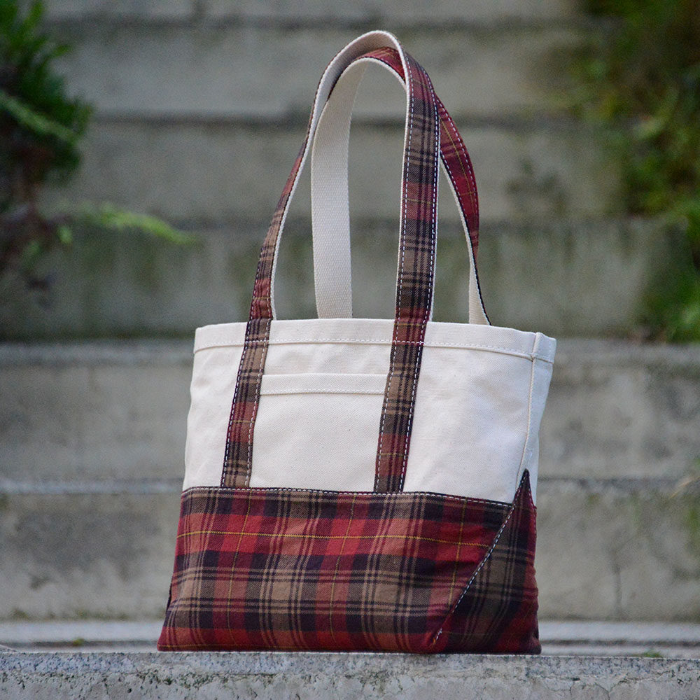 重磅厚硬帆布 格子 高底托特tote包双手提大容量单肩手提uivy设计