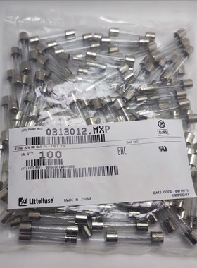 0313012.MXP美国力特6*30/32玻璃保险丝LF.12A/32VP 慢断延时T12A