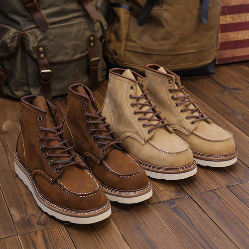 美式Vintage疯马牛皮1907工装靴