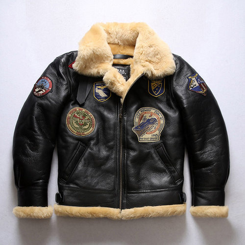 Vintage绵羊皮毛一体B3飞行服